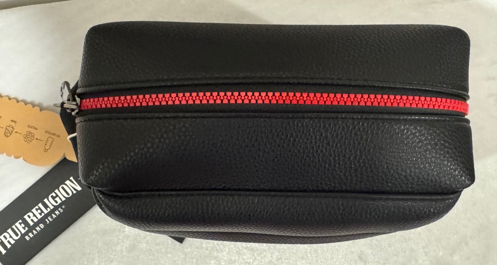 NWT True Religion Men’s Quadry Black Toiletry Bag Bonus Travel Bottles TR104107