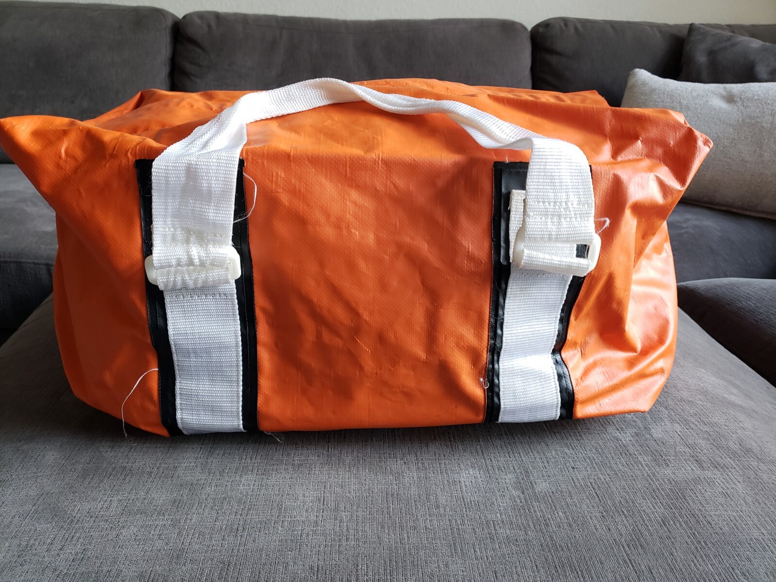 Vintage RARE! Cabela’s Large Orange Waterproof Duffle Bag Hunting Fishing GREAT!