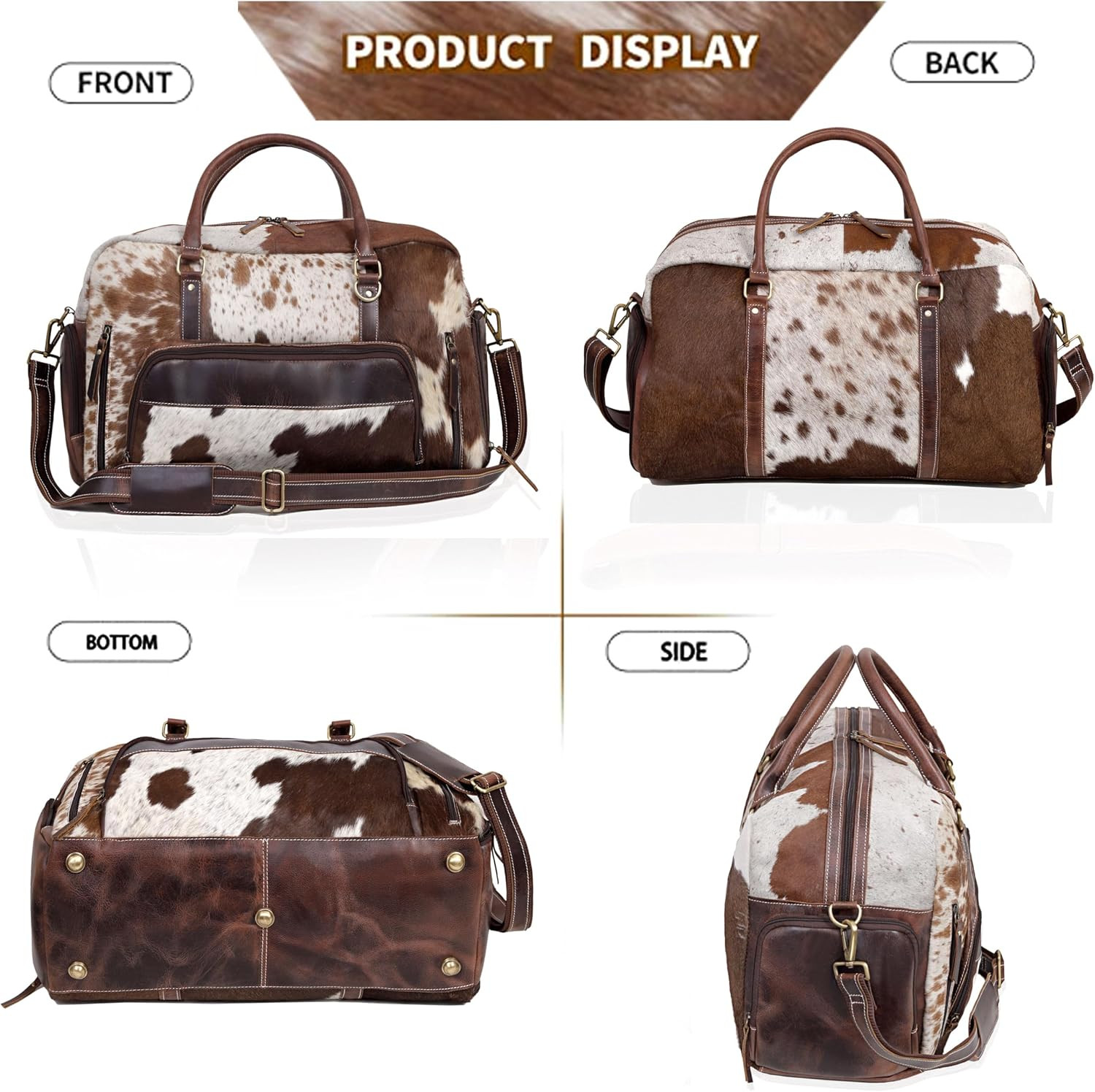 Genuine Leather Weekender Duffel Bag for Men & Women, 22 Inch