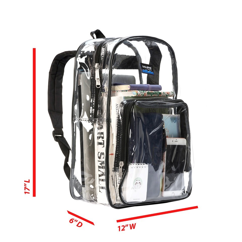 17 in 100% PVC See-through Clear School Backpack