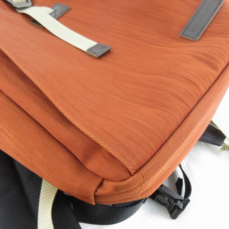 Masterpiece Orange Nylon Leather Backpack 10x5x15in Excellent Condition