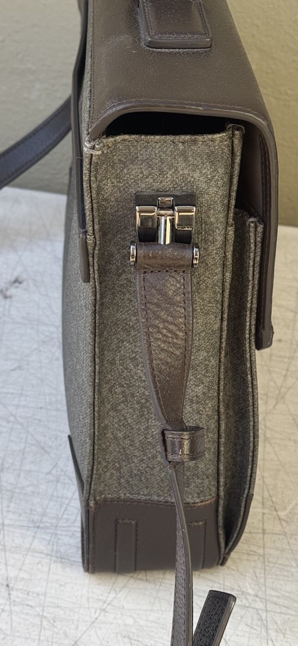 TUMI Astor Dorilton Gray Dark Brown Leather Business Shoulder Bag Briefcase
