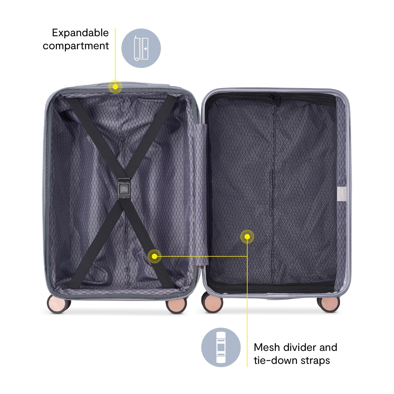 Delsey Alexis Lightweight Luggage, 4-Wheel Spinners Hardshell Suitcase, 21 In U7