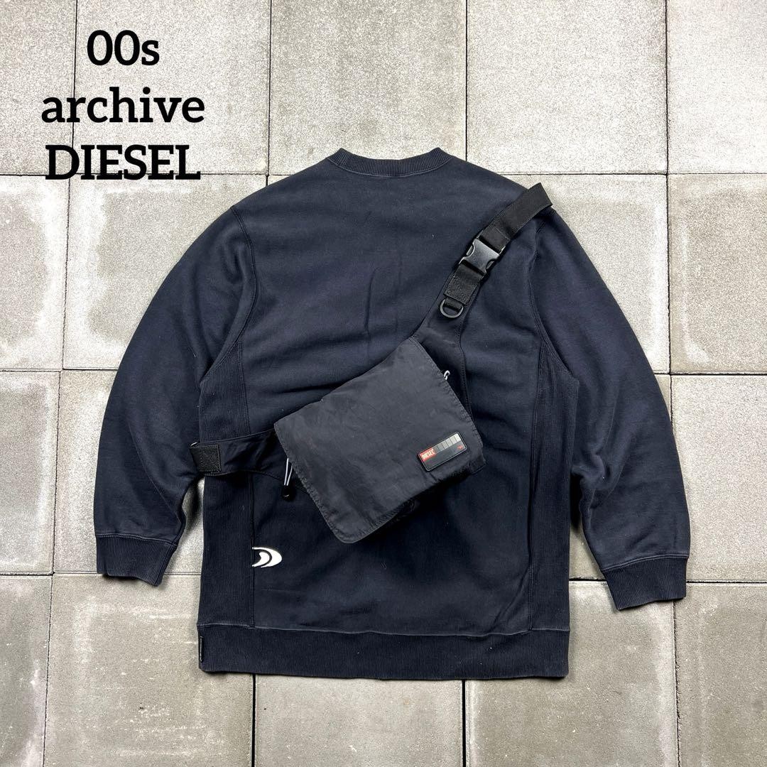 Diesel Men 00S Archive One Shoulder Bag Black 22x9x18cm Luxury Casual Italian
