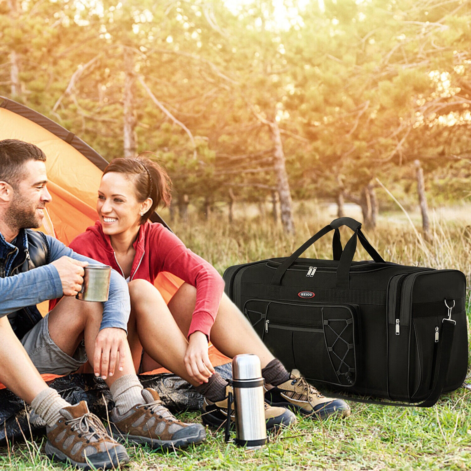 72L Large Luggage Duffle Bag Foldable Lightweight Weekender Travel Bag Men Women