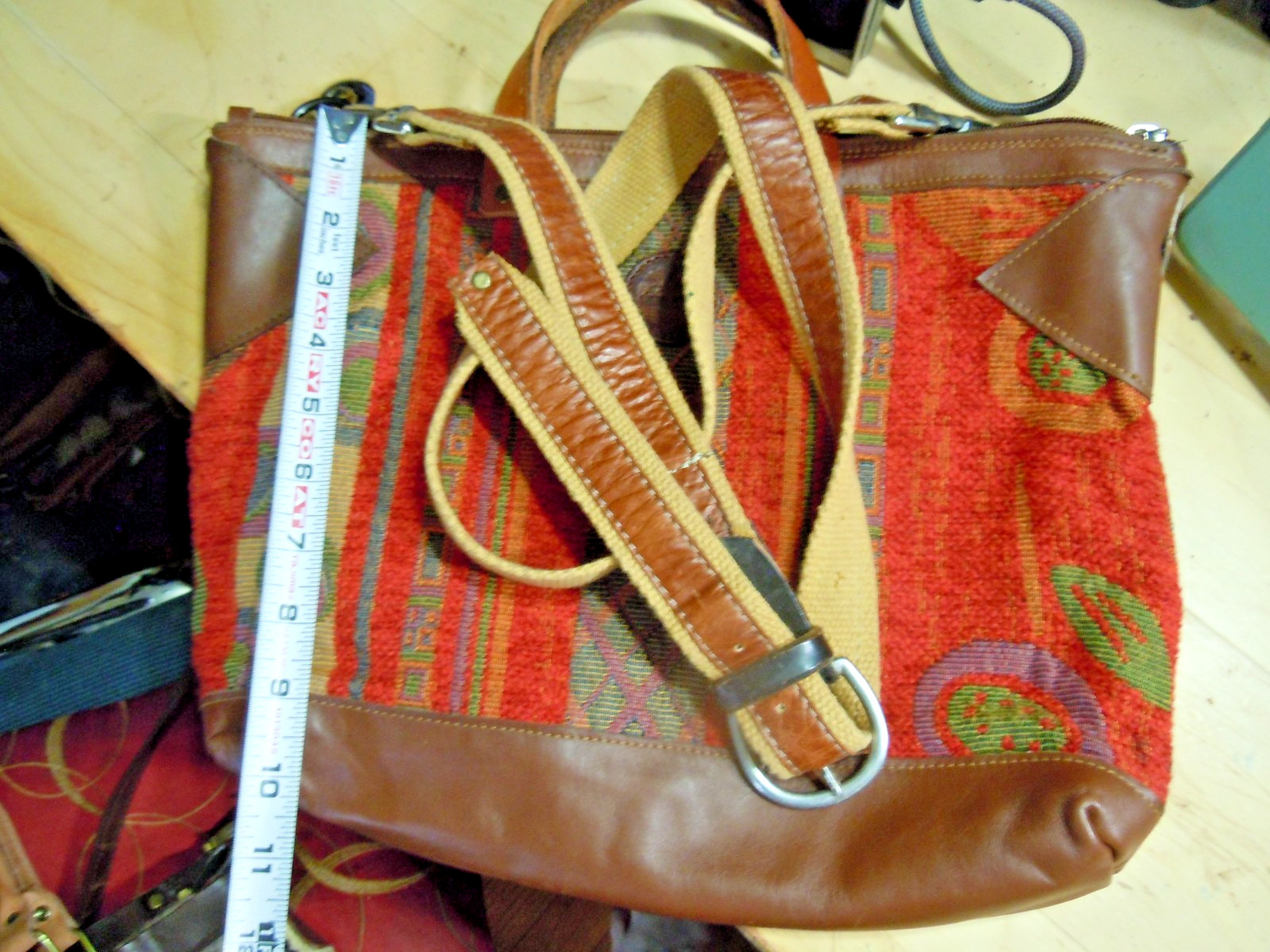 VTG Timberland BROWN/RED WOOL PLAID/LEATHER TOTE large (on sale)