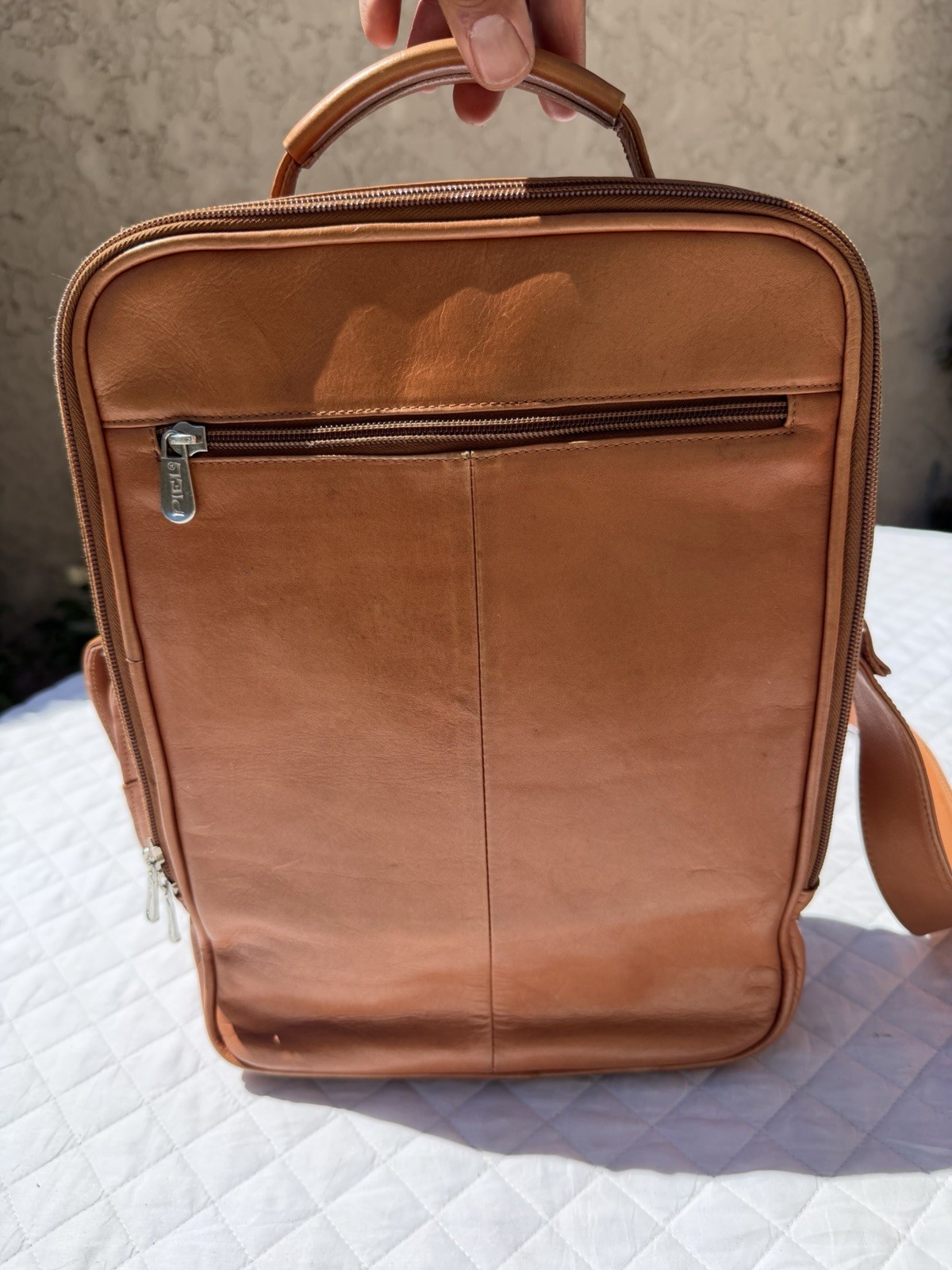Nice Piel Chestnut Brown Leather Bag Colombian Made Padded Satchel Messenger Bag