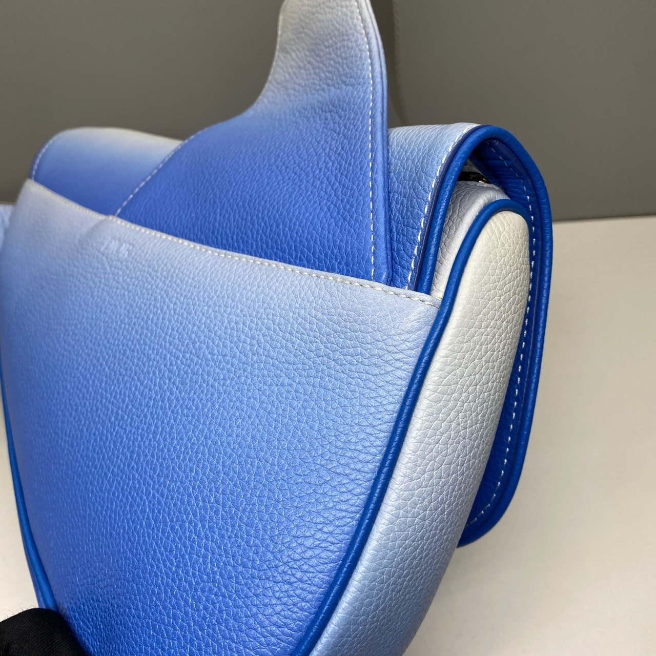 Dior Pre-Owned Authentic Saddle Bag Blue Leather 20×28.6x5cm
