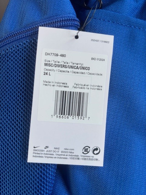 Nike Brasilia 9.5 Training Backpack 24L (Medium) DH7709-410 Blue New w/Tags