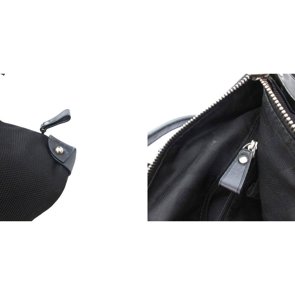 BALLY Men’s Briefcase Canvas Leather Black 13×7.5×4.7in Vintage Condition B