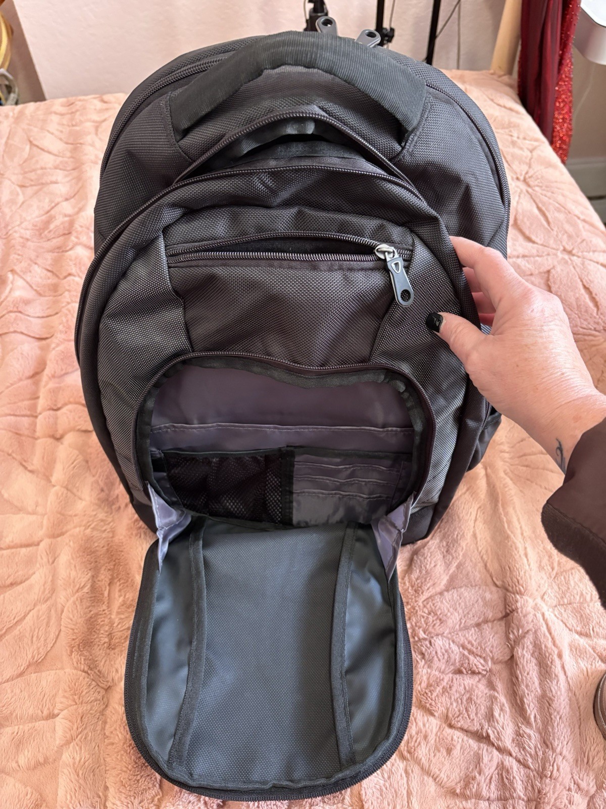 Port Authority Commuter Backpack In Black & Grey with Multiple Pockets