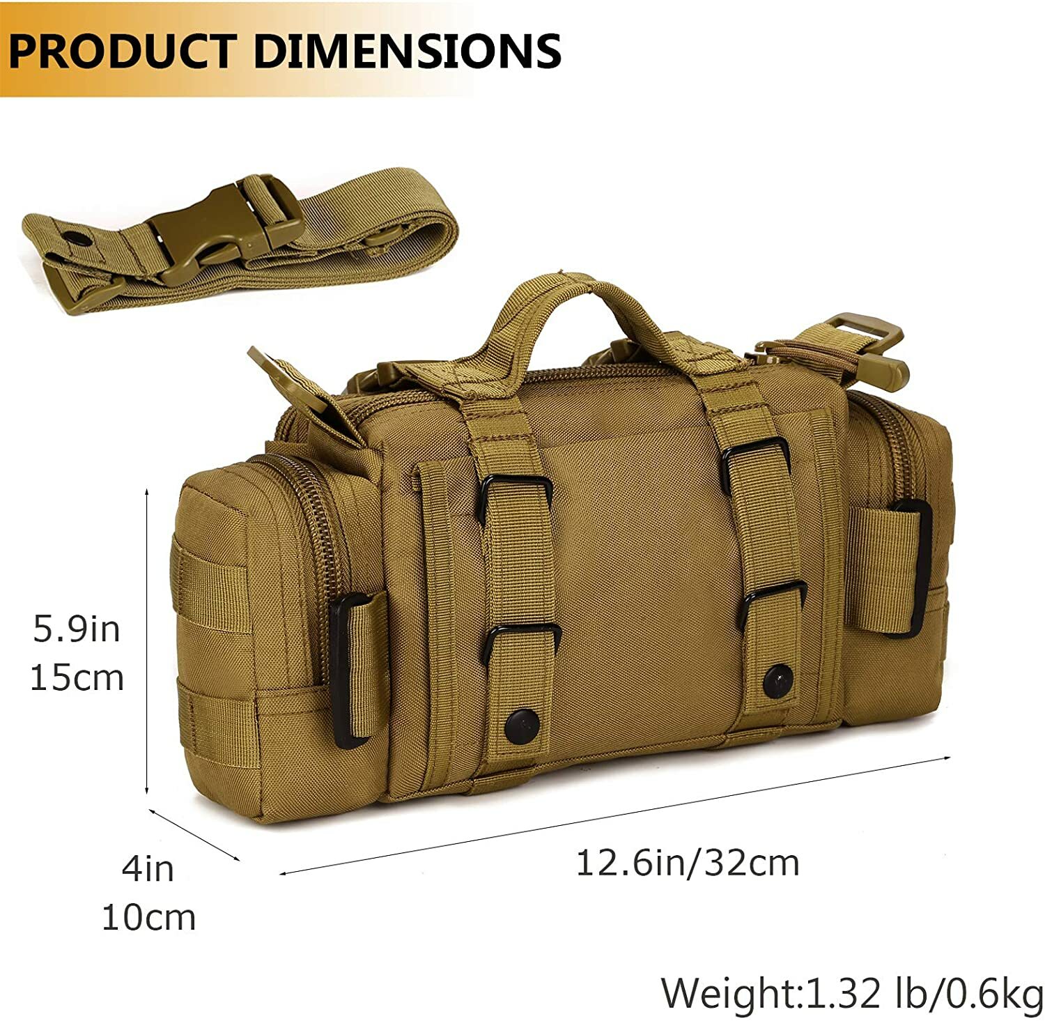 Outdoor Military Tactical Waist Pack Waterproof Camping Hiking Backpack Pouch US