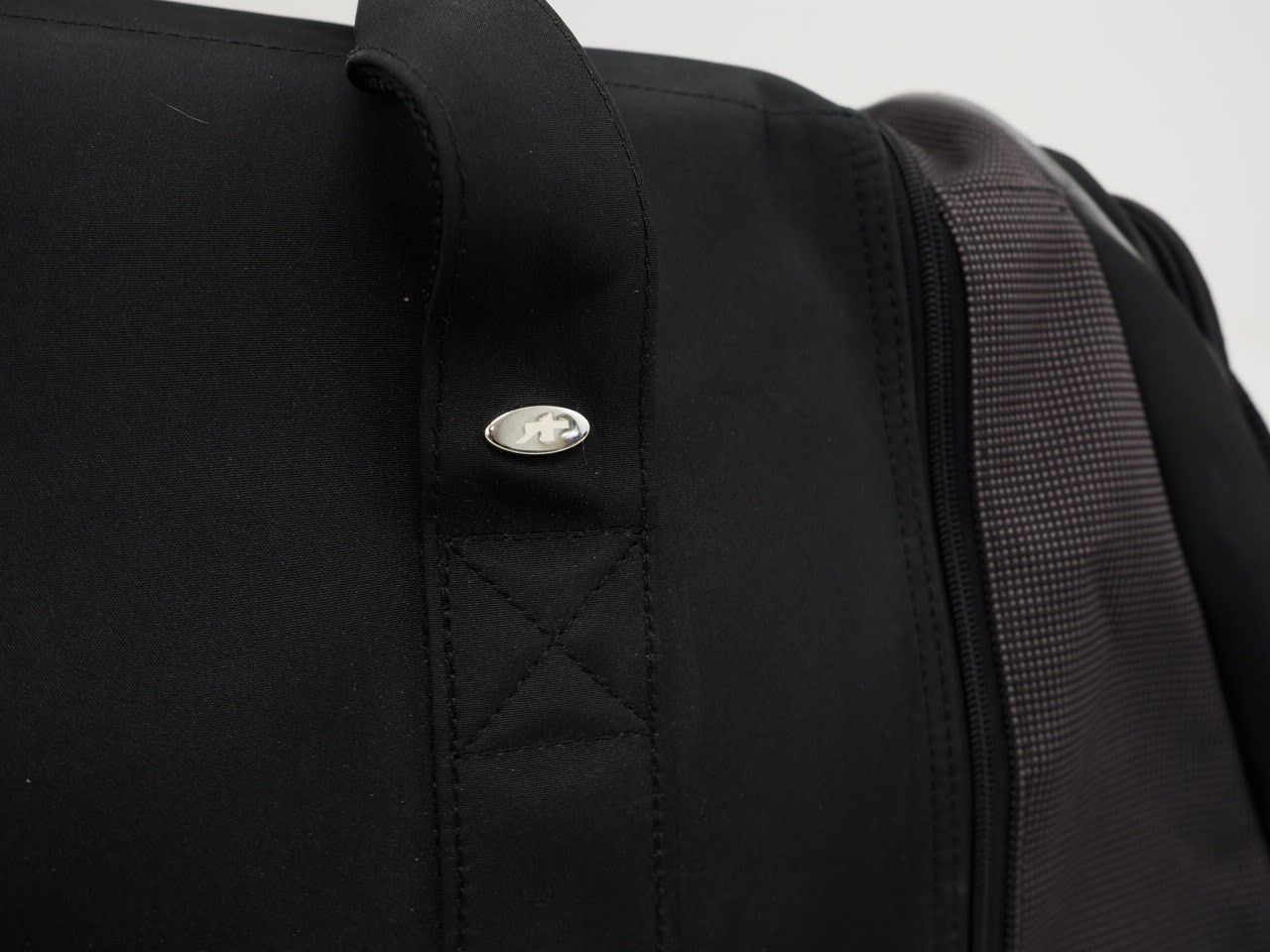 Assos Cycling Hard Top/Bottom Black Duffel Bag Luggage Large Embroidered Rider