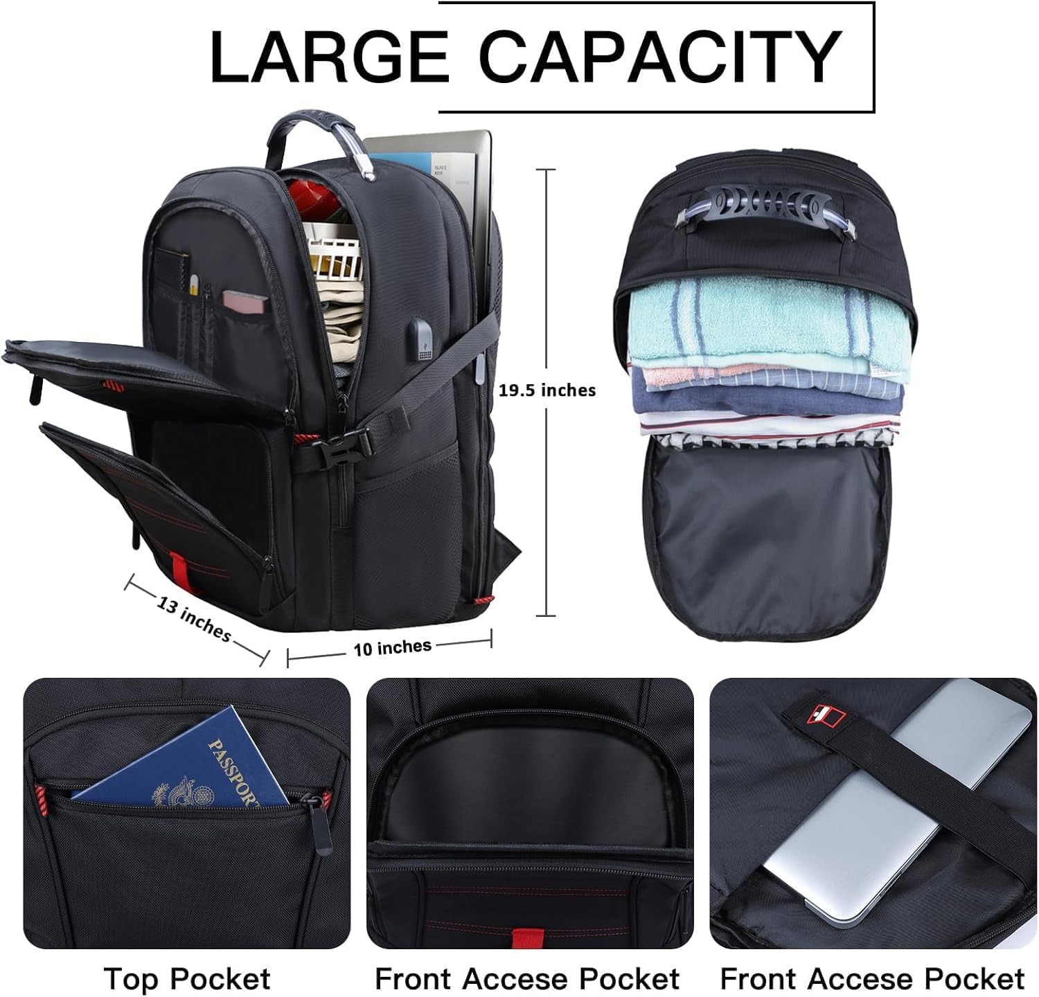 Extra Large Travel Laptop Backpack, 17.3 Inch Carry on Backpack for Men Women…
