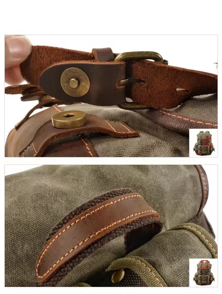 Retro Backpack Leisure Backpack Travel Backpack Canvas Patchwork Leather Fashion