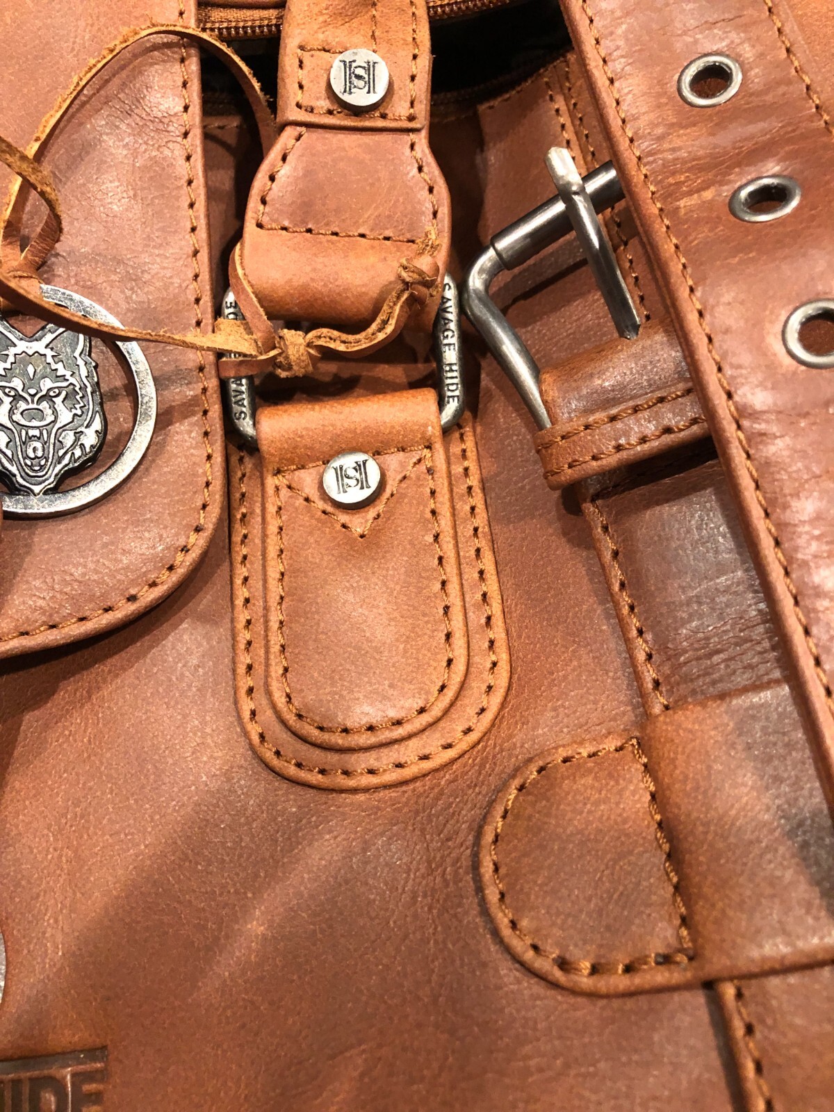 full grain leather duffle bag new cognac color