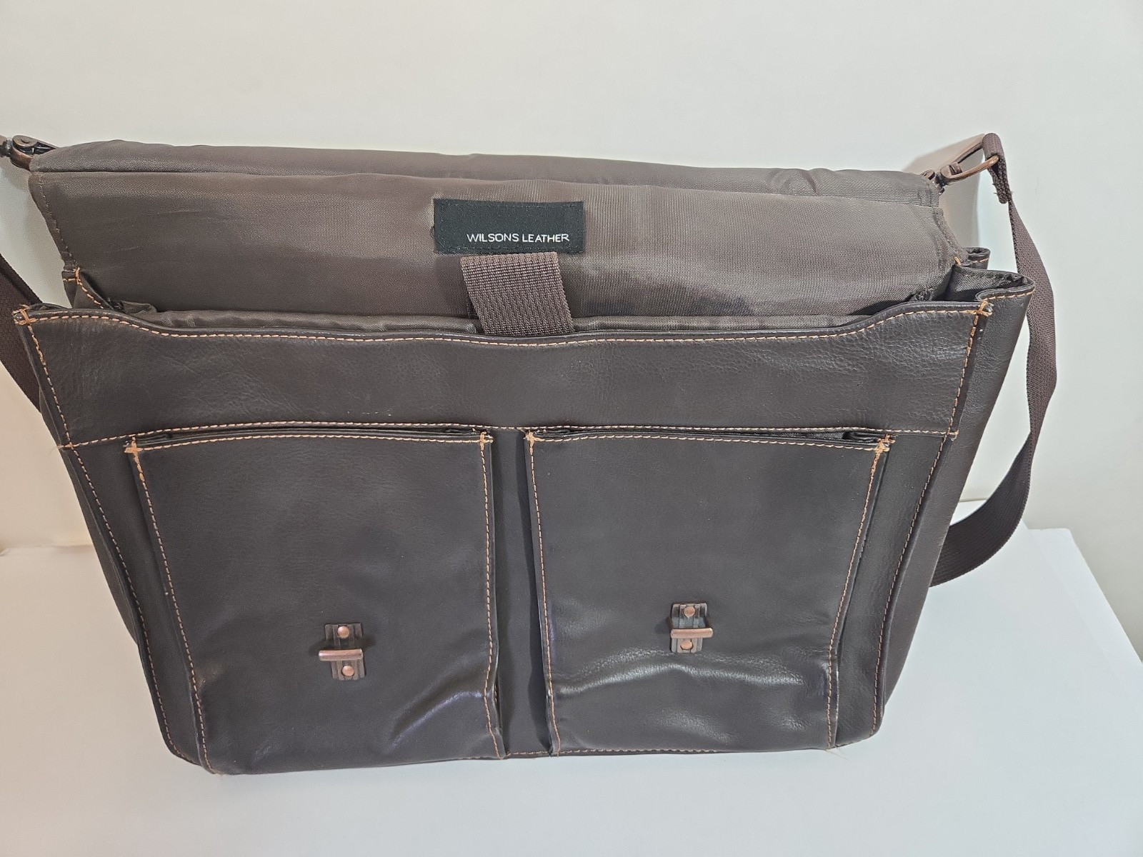 Wilson Leather Brown Laptop Carrying Case Computer Bag Briefcase Messenger Bag