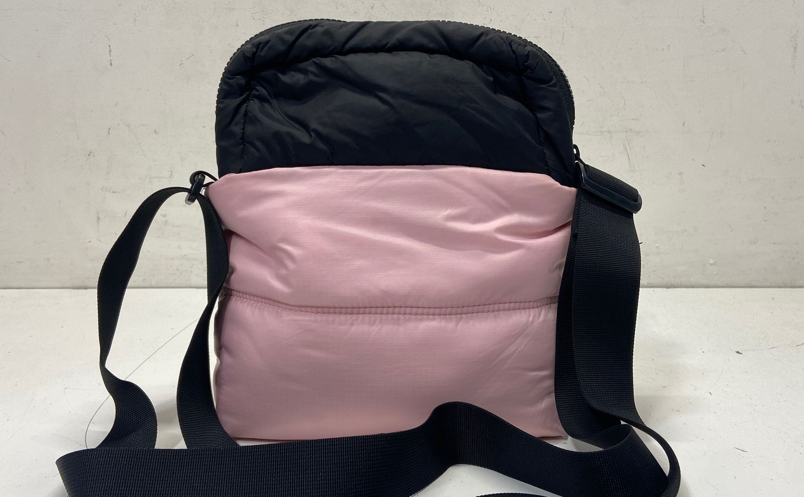 The North Face Pink Black Padded Quilted Crossbody Shoulder Bag Small