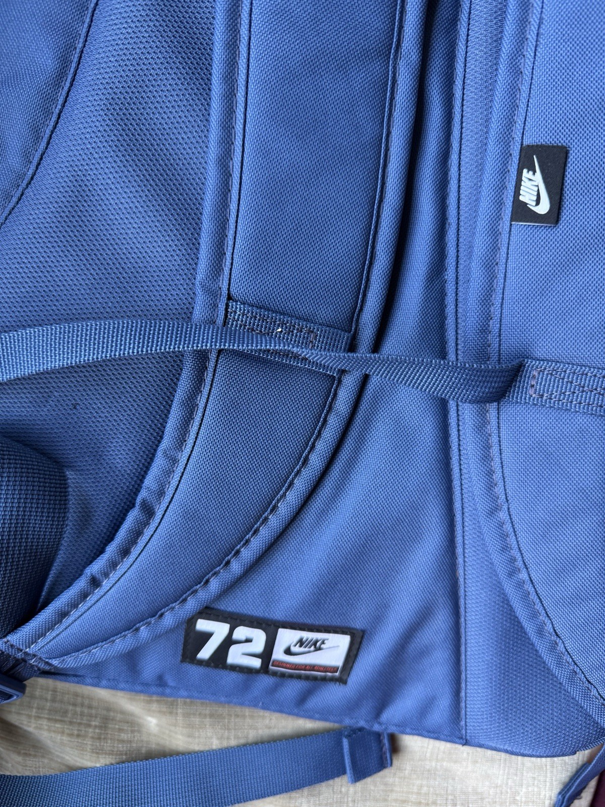 NWT $55 Nike Backpack Bag 15” blue Poly Bo Jackson Give Me A Chance Found. logo