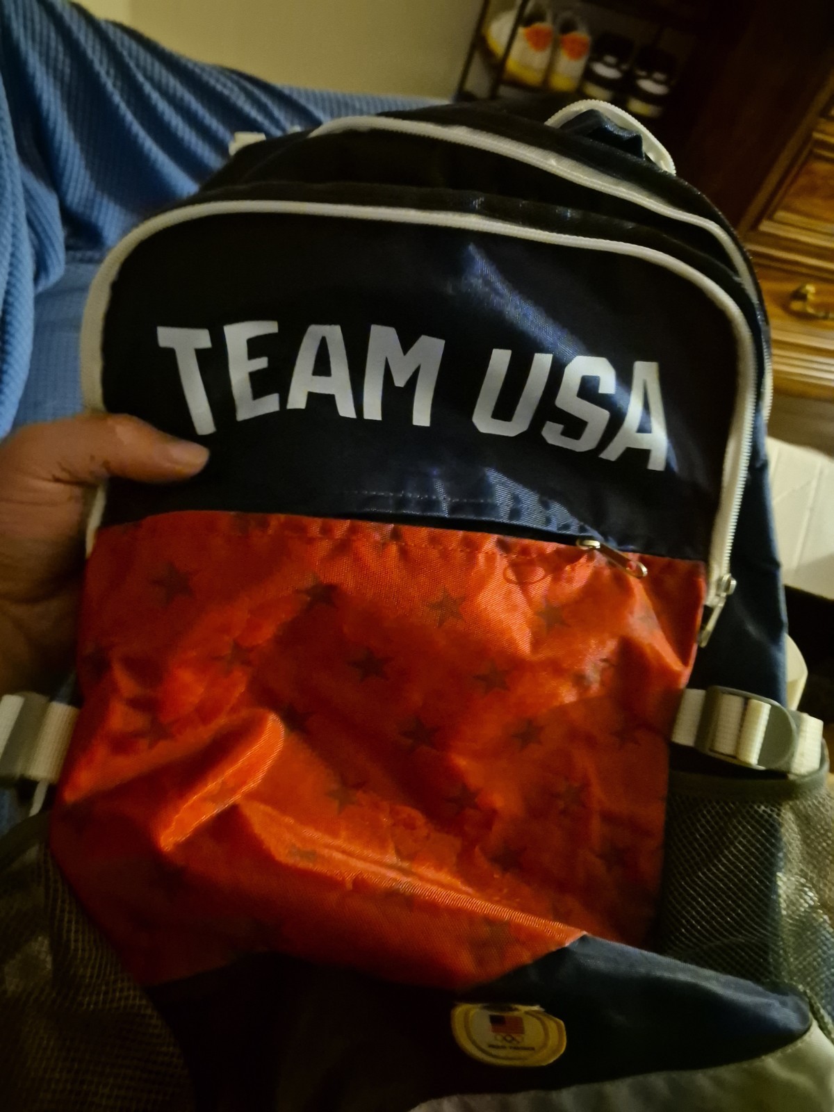 Team USA Olympics Backpack Bag Blue Red P&G