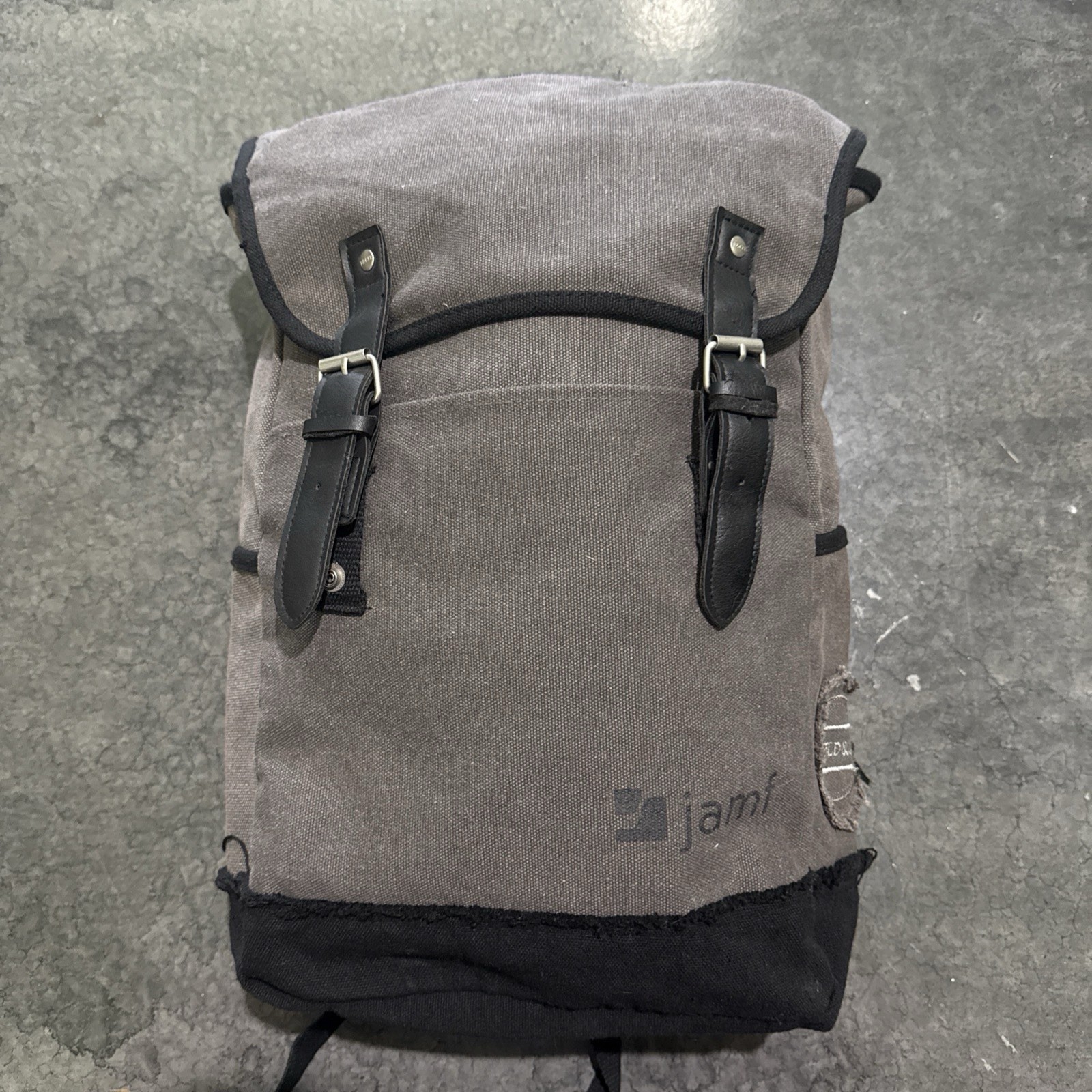 Leeds Field & Co Hudson Backpack Canvas Bag Grey Black