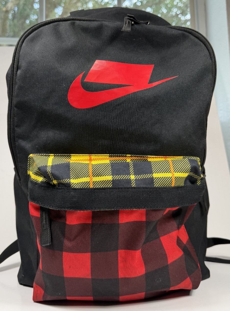 Nike Sportswear Heritage 2.0 Tartan Backpack BA5880-010 AOP NSW Red Yellow Plaid