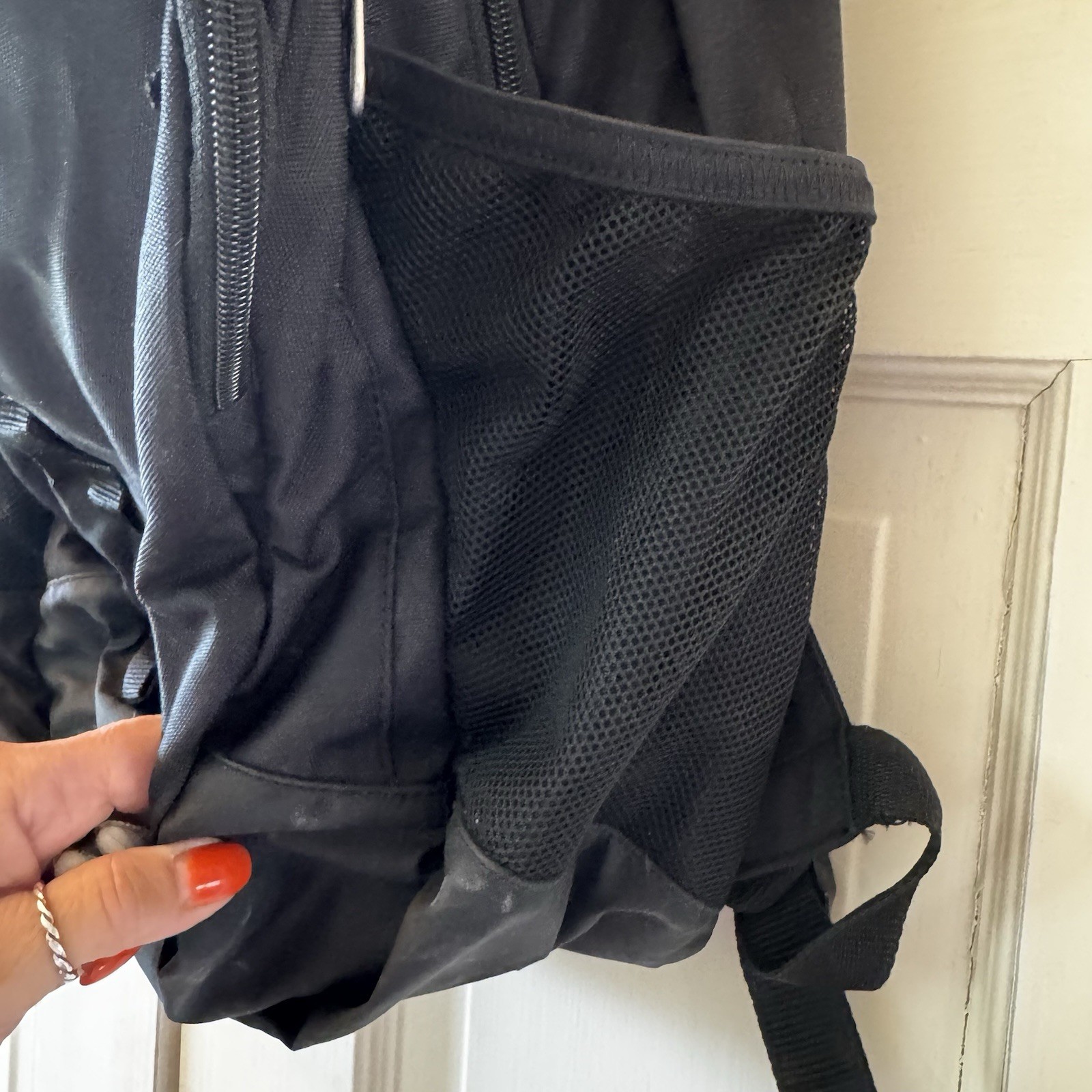 VTG Y2K Nike Mesh See Through Backpack Black 4 Pockets 18x13x5