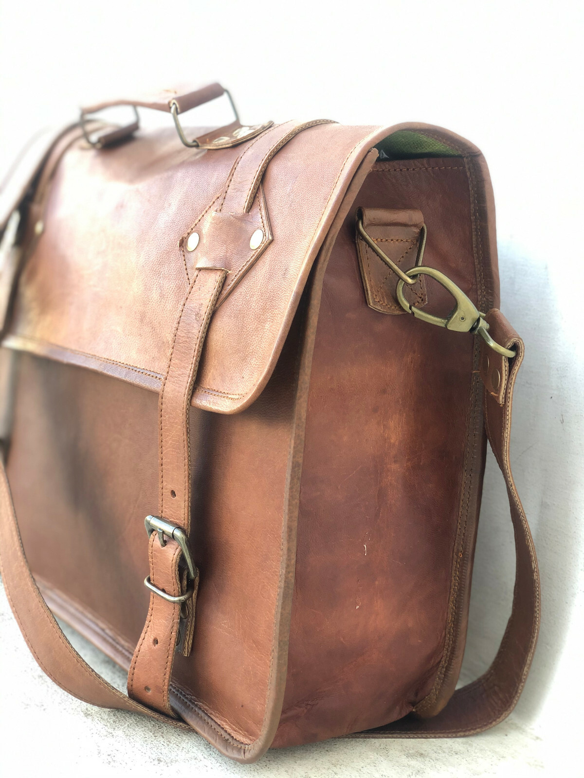 Camel Hide Men’s Messenger Laptop Handmade Briefcase Satchel Vintage Genuine New