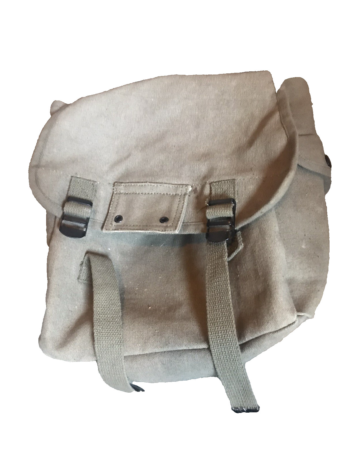 Vintage Military Canvas Backpack Rucksack Olive Drab Field Pack 12x10x5 in