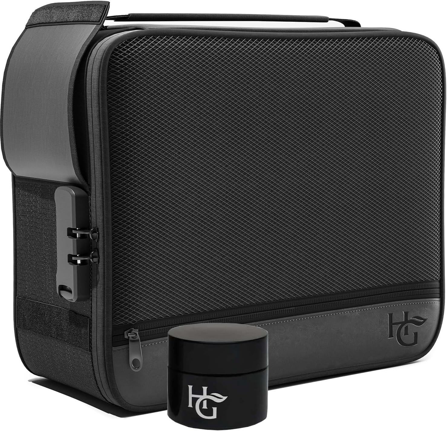 Travel-Ready Smell Proof Case with Lock – Durable Leather & Carbon Fiber Design