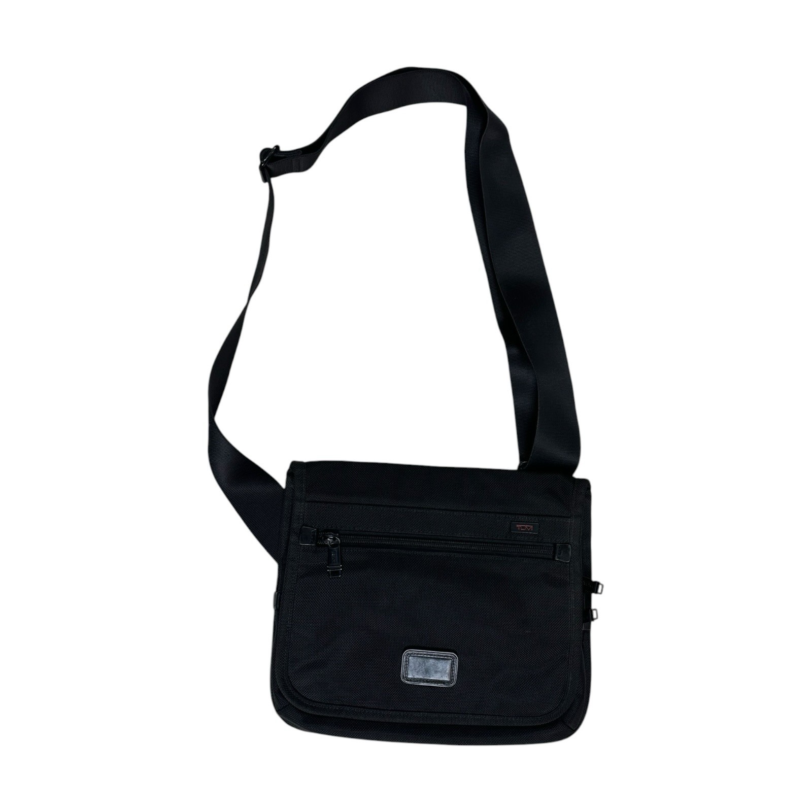 TUMI Alpha Messenger Crossbody Bag Black Nylon Laptop Work commuter minimalist