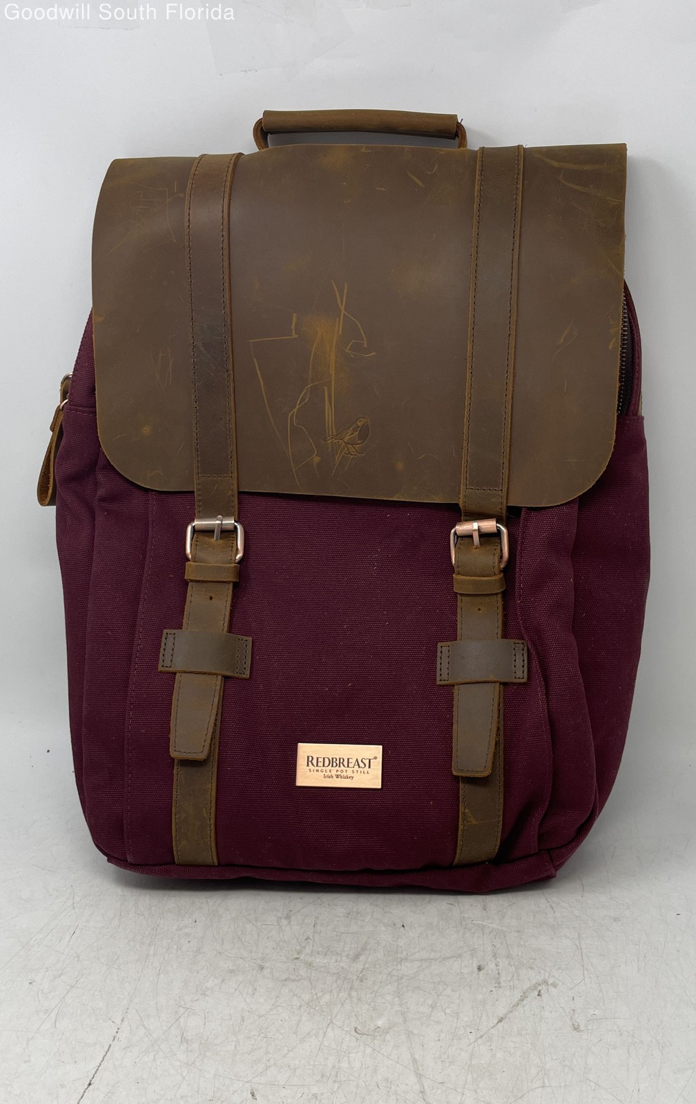 Redbreast Mens Burgundy Brown Adjustable Strap Pockets Travel Laptop Backpack
