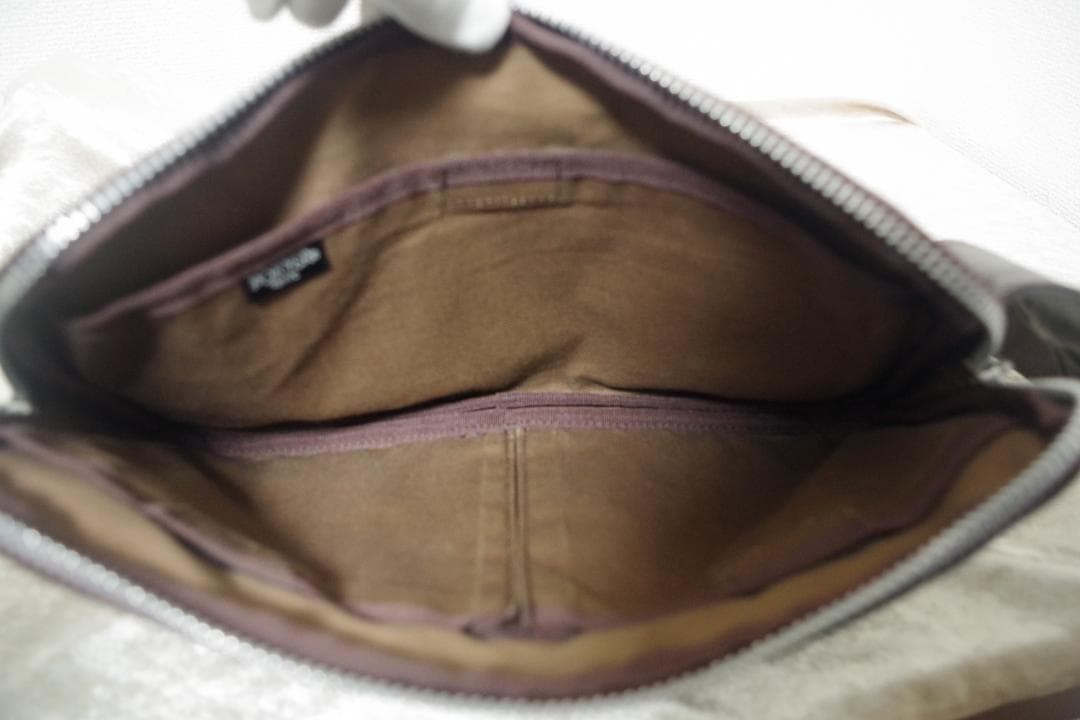Authentic Yoshida Kaban PORTER Brown Leather Body Waist Bag 18cm x 29cm SizeYo