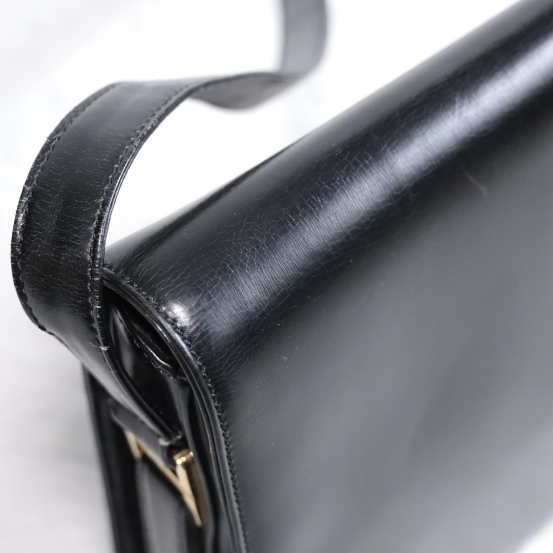 Loewe Shoulder Bag Crossbody Leather Anagram Embossed Formal Black 19×28.5×4.5cm