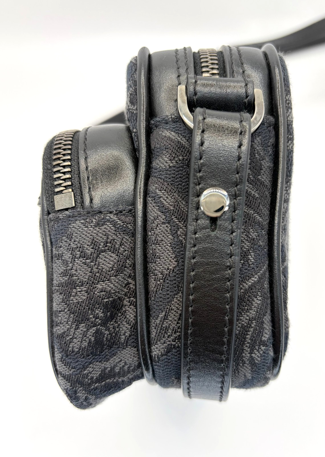 VERSACE Black Jacquard Barocco Athena Messenger Crossbody Bag Canvas Mens NWOT