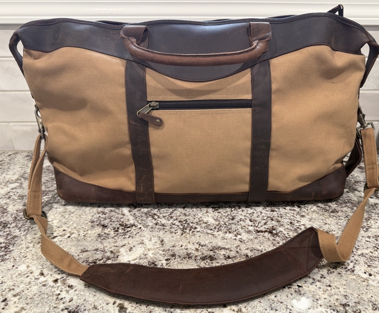 Canyon Outback Brown Leather & Canvas Travel Duffle Bag