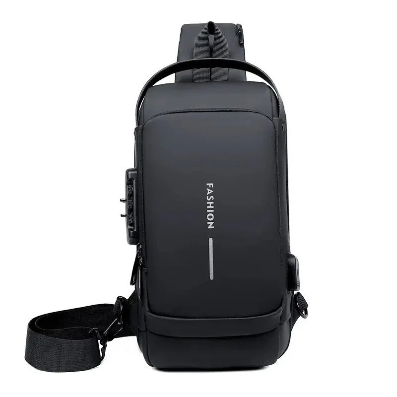 Men’s Sling Backpack Waterproof Anti-theft Shoulder Crossbody Chest Bag USB Port