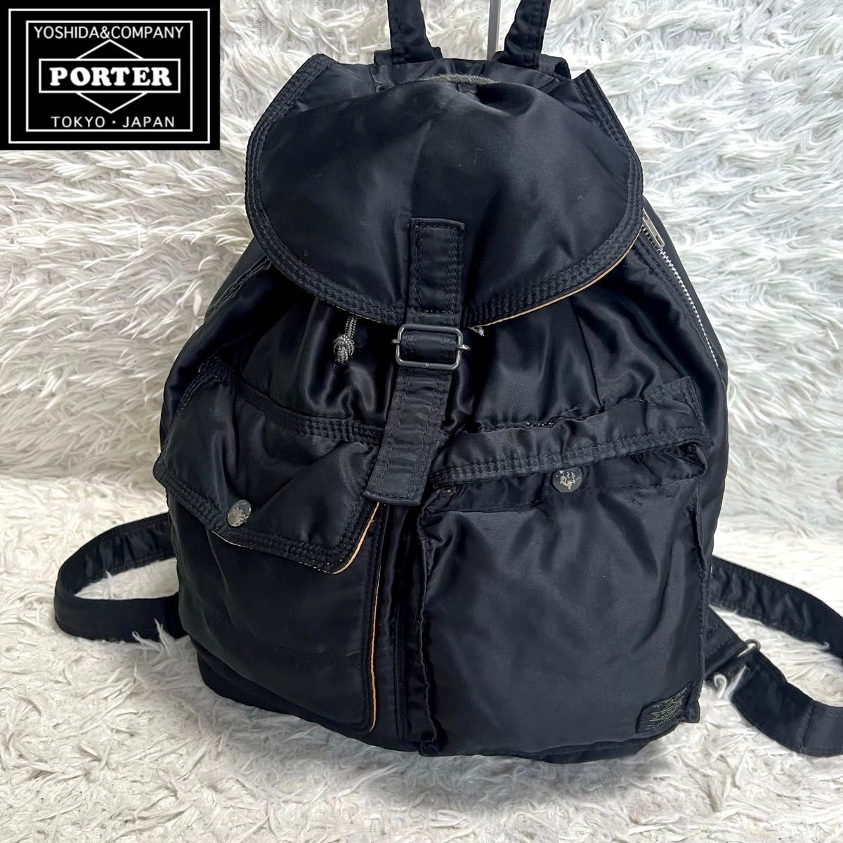 Authentic YOSHIDA KABAN PORTER Tanker Backpack Unisex Nylon Black Orange 37cm Si