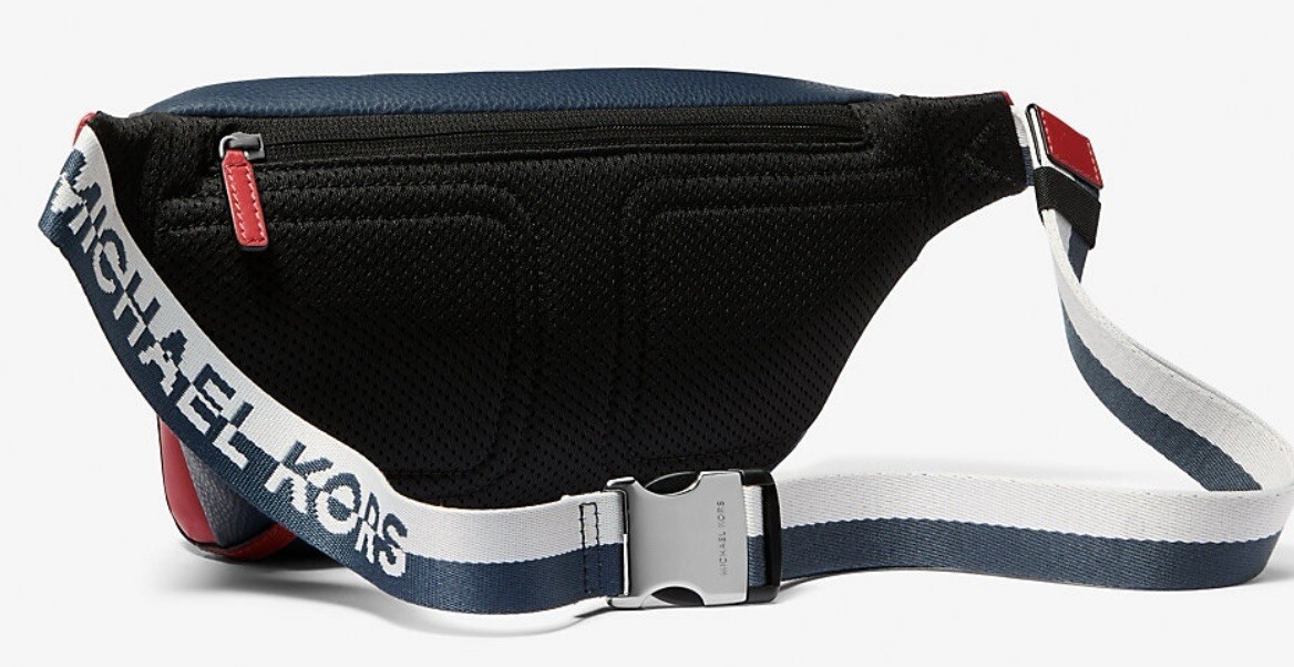 Michael Kors Cooper Two Tone Crossbody Sling Pack Belt Bag Navy Blue and Red