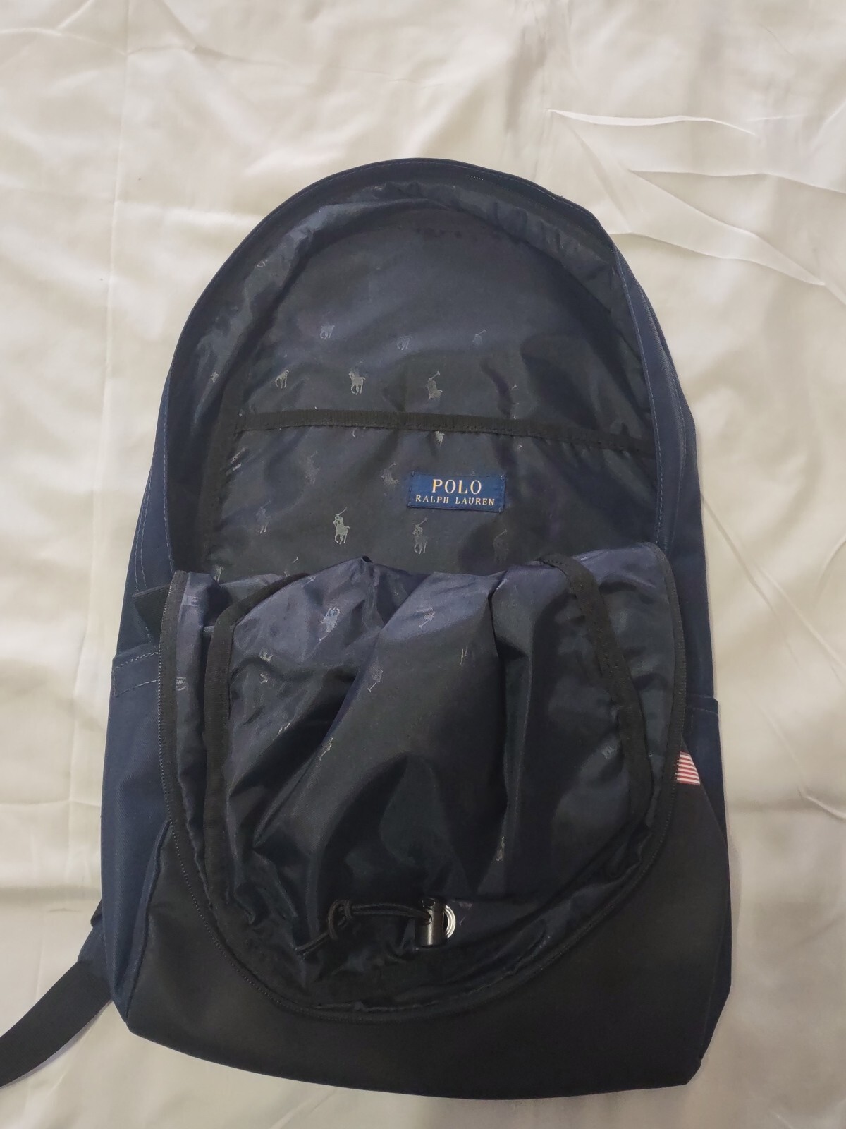 Ralph Lauren Rare US Open Tennis Embroidered Big Pony Navy Blue Backpack New