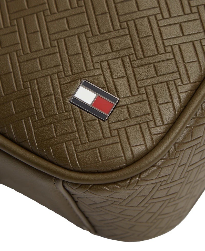 Tommy Hilfiger Men’s Green Embossed Flag Mini Reporter Bag
