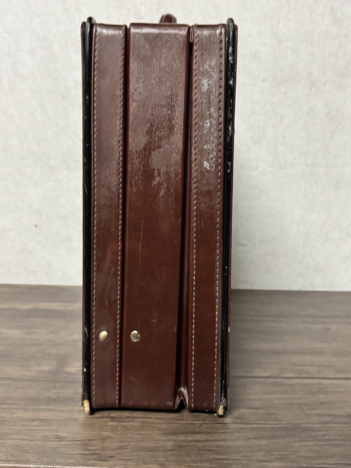 Vintage Reed Genuine Leather Attache Briefcase Locking Brown Executive Case 18”