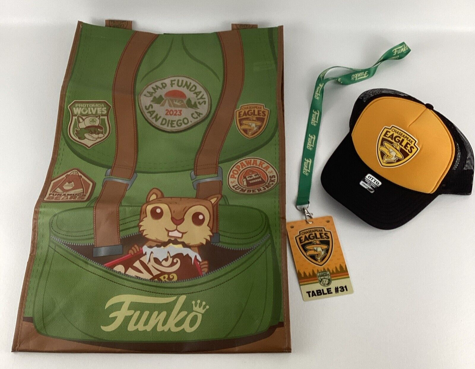 Funko Pop Chaseapeak Eagles Camp Fundays Gift Pack Hat Badge Lanyard Backpack