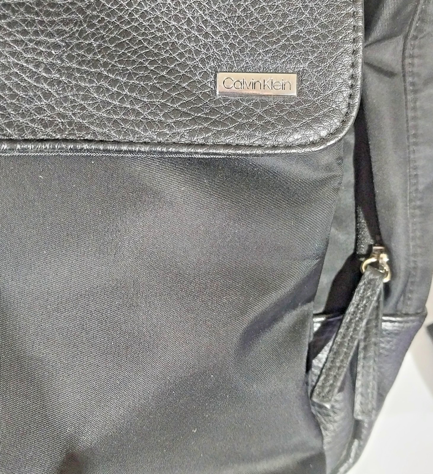 Unisex Calvin Klein Backpack-Rucksack Black Nylon and Pebble Polyurethane