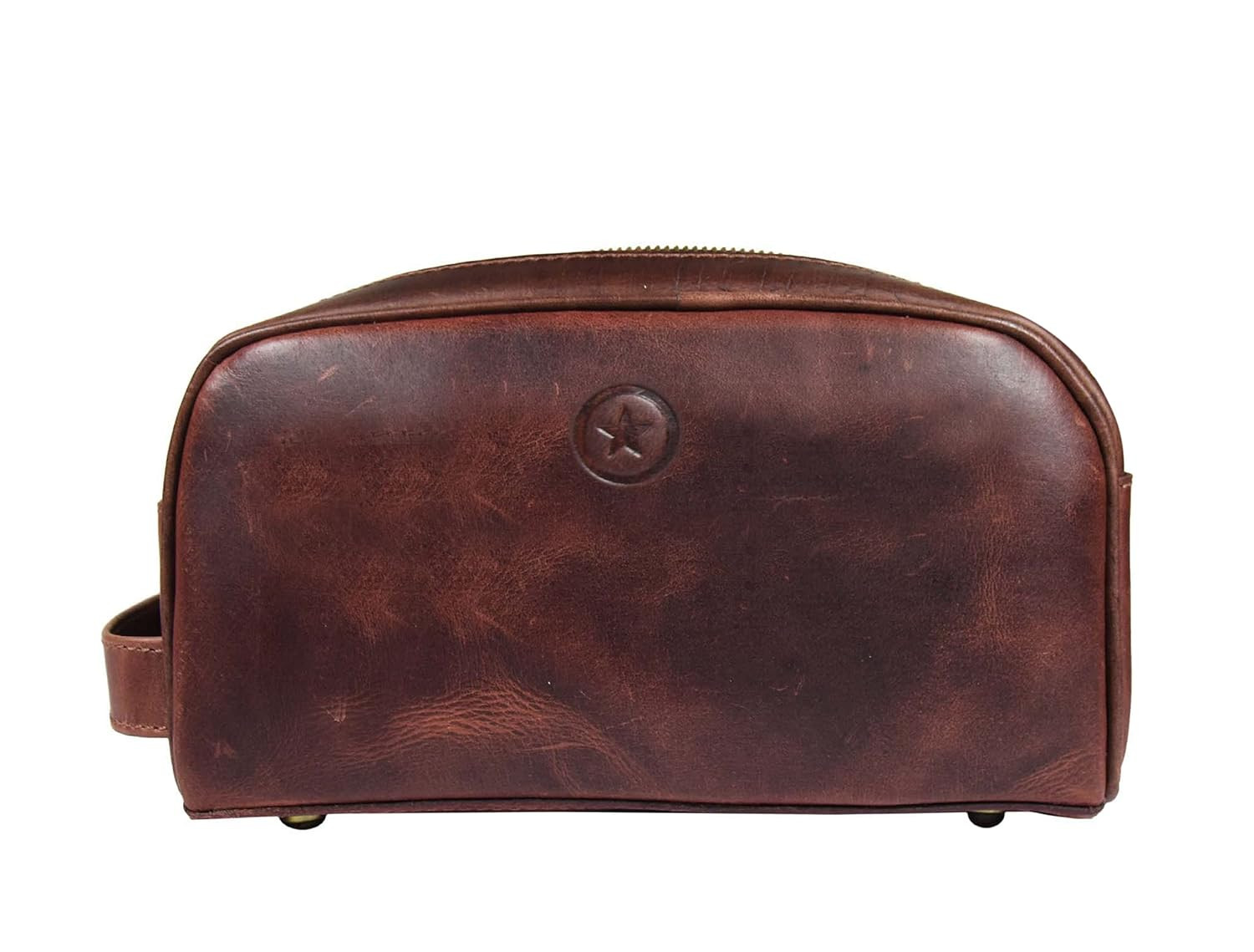 10″ Premium Leather Toiletry Travel Pouch with Waterproof Lining | King-Size Han