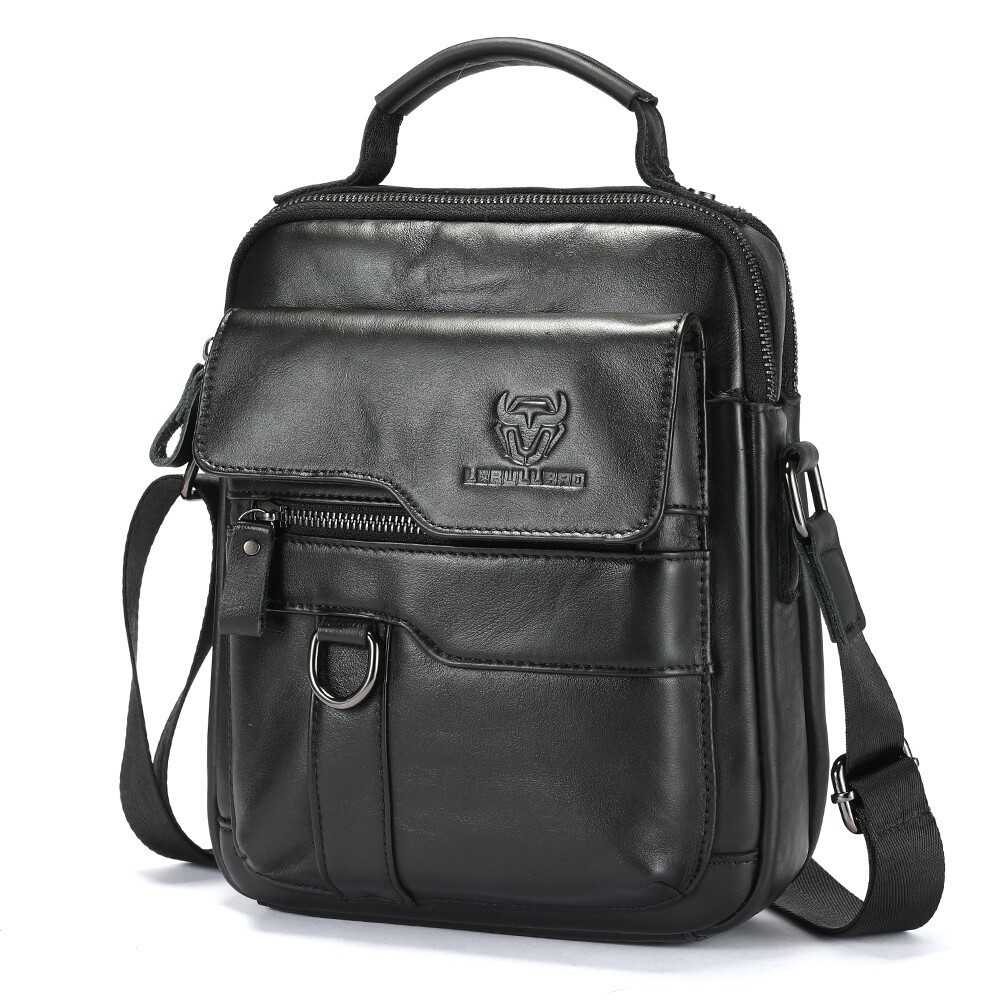 LEBULLCRO Vintage Men’s Genuine Leather Crossbody Messenger Bag for Daily Travel