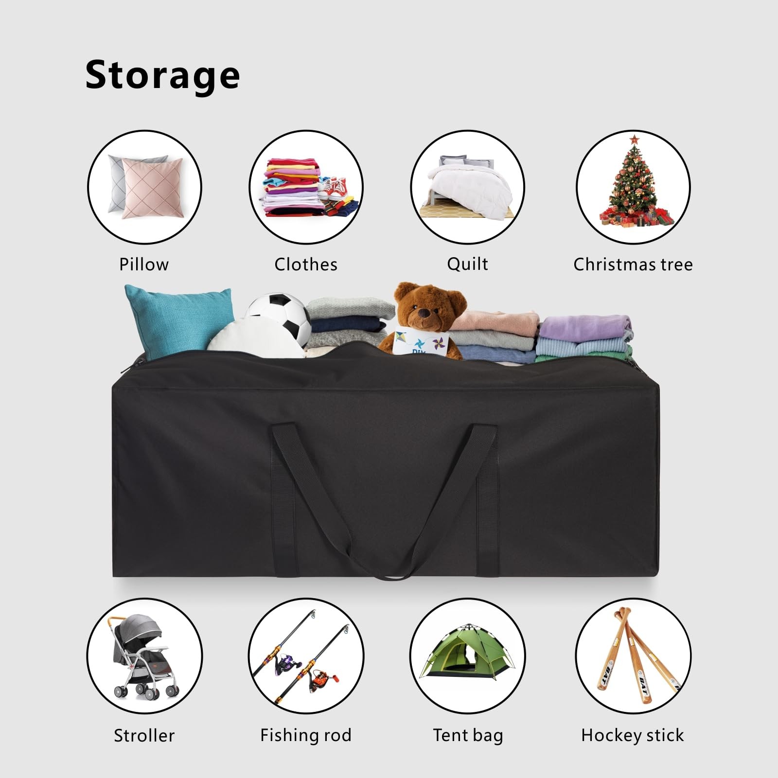 1 PCS 36 Inch Black Small Zippered Duffel Bag Waterproof Foldable Luggage