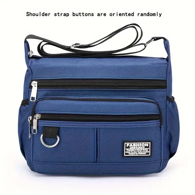 Large Capacity Nylon Crossbody Bag for Men/Women – Adj. Strap – (Dark Blue)