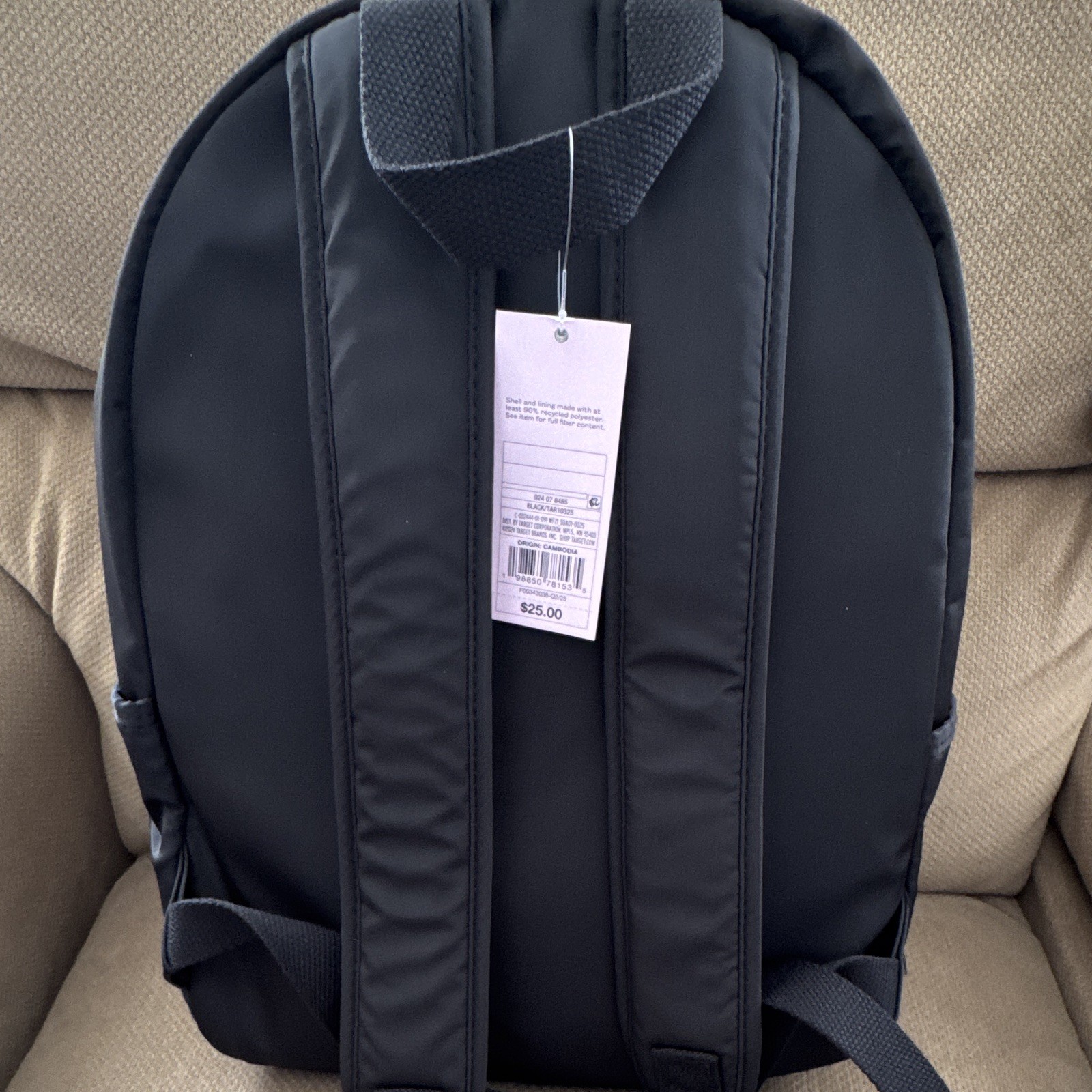 Wild Fable Black Solid Backpack with Front Zip Pocket, Zip Closure