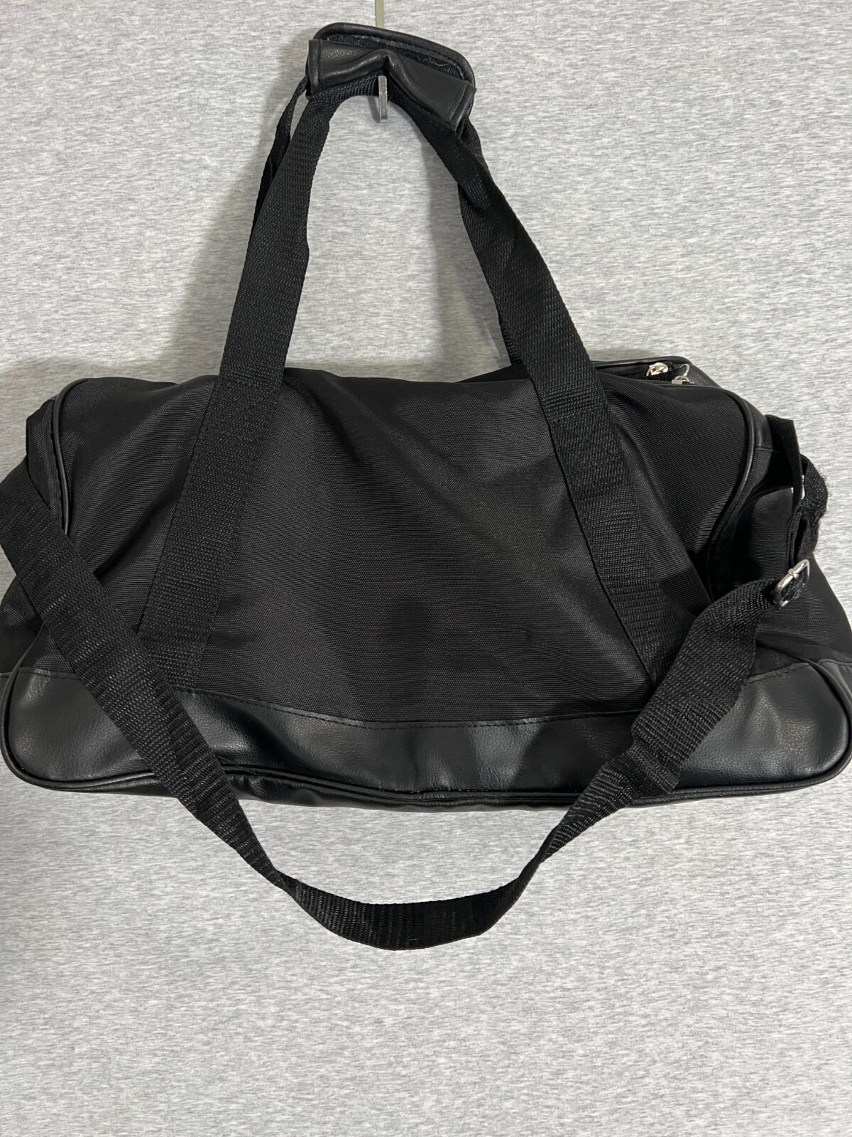 John Varvatos USA Canvas Duffle Gym Weekend Bag 17x11x7 Faux Leather Trim